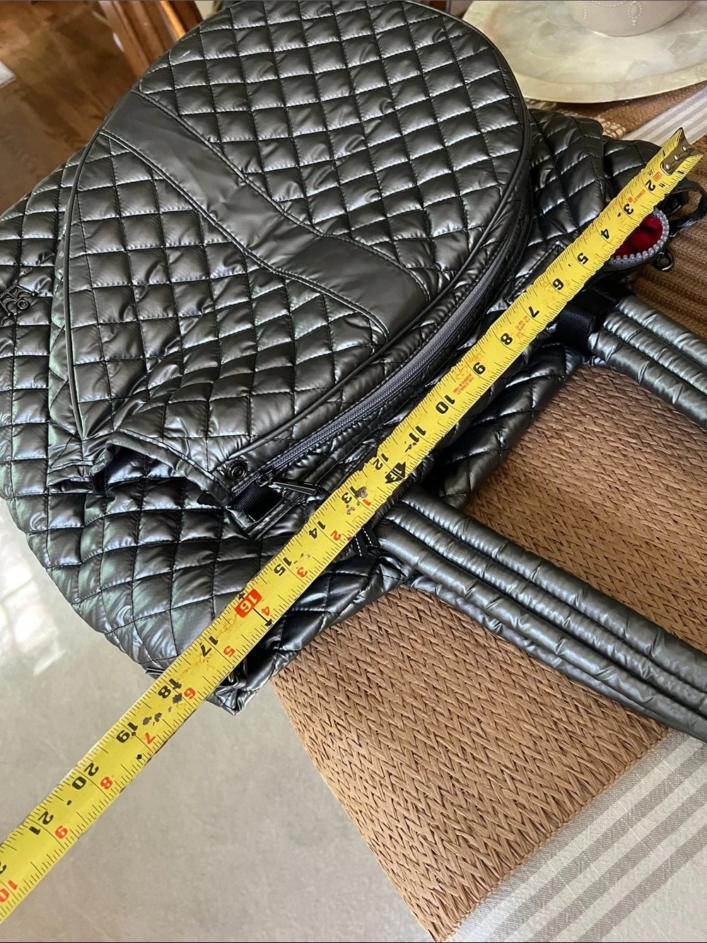 Oliver Thomas Quilted Black Tote Tennis Bag with Detachable Strap and Pouch.